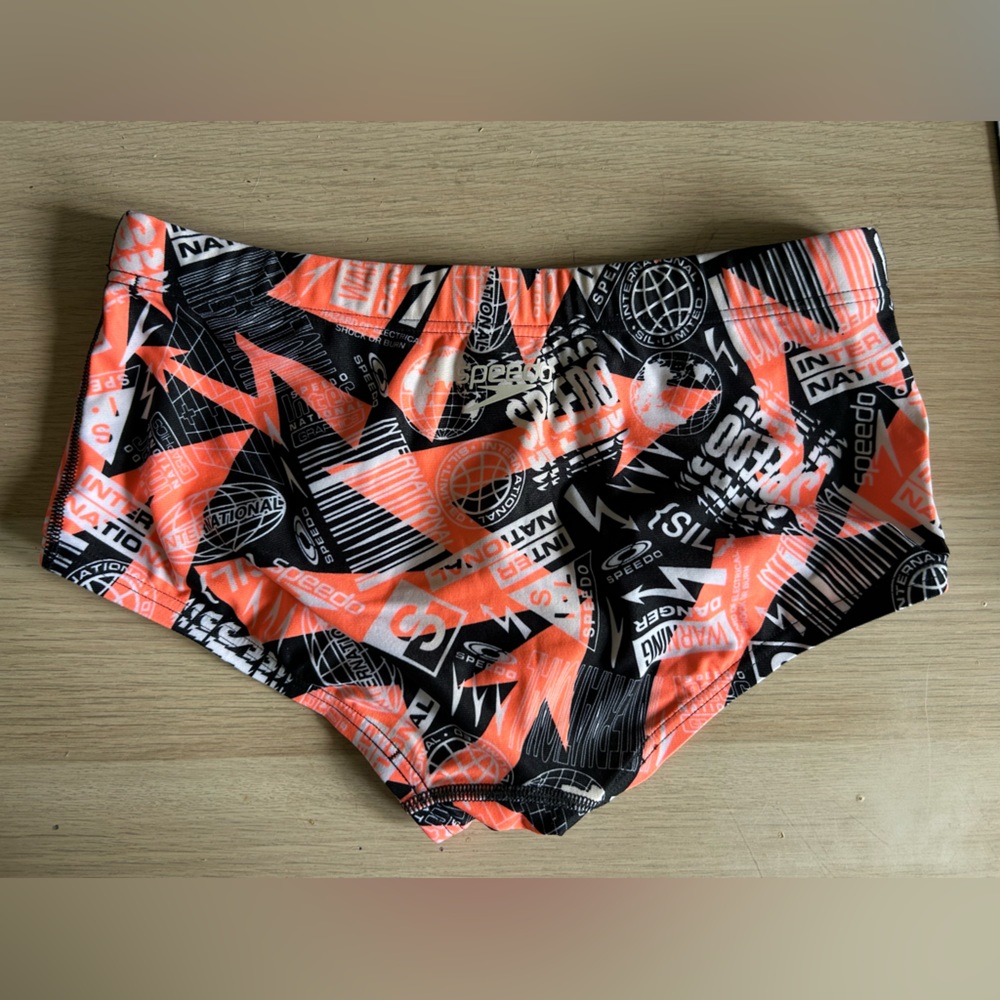 Speedo Swim Briefs with Orange and Black Graphics
